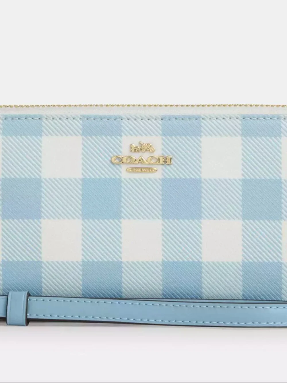 Long Zip Around Wallet With Gingham Print CFA13